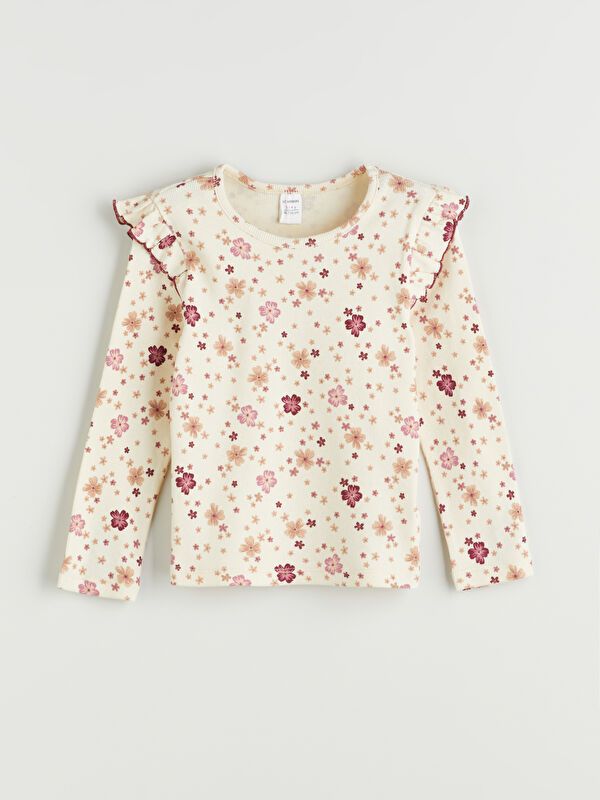 Moudda LC Waikiki - Body en jersey manches longues Fille Crème imprimée - Tunisie 1