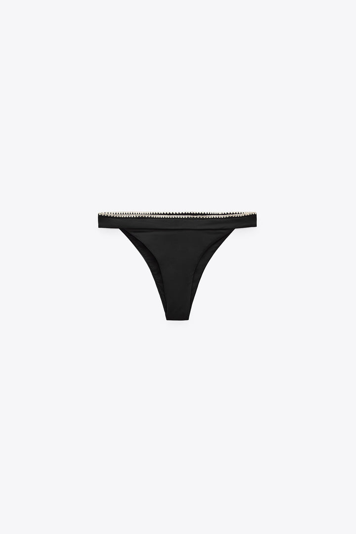 Haut de bikini noir froncé devant**